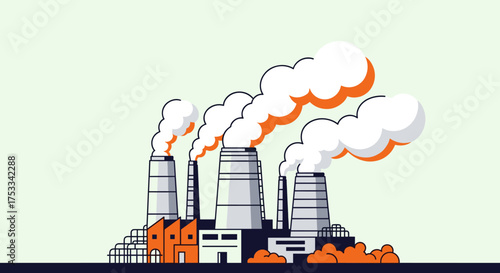 Industrial factory emitting smoke into the atmosphere posing environmental challenges.