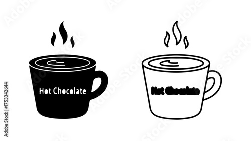 Hot chocolate cups with steam with transparent background