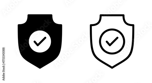 Shield check mark icon symbol for apps and websites. Protection approve sign. Insurance icon