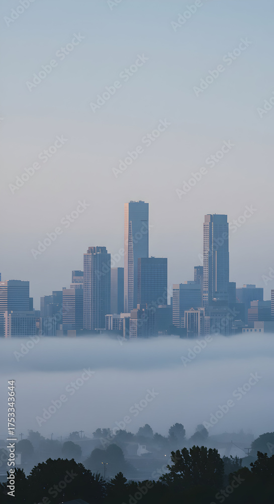 Fototapeta premium Cityscape skyline in mist