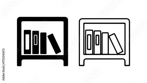 Bookshelf icons with outline style