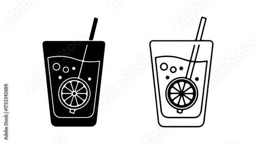 Lemonade drink with straw with transparent background