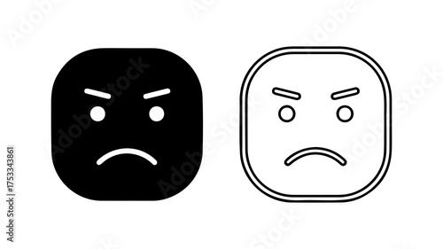 Angry faces icon set with transparent background