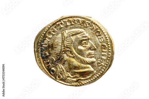 Photography Gold Roman aureus coin replica of the Roman emperor Constantine the Great AD 307