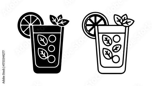 Lemon drink with mint and ice with transparent background