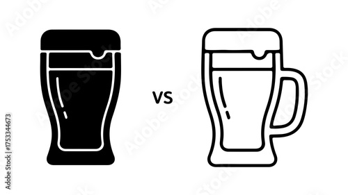 Beer glasses comparison with transparent background