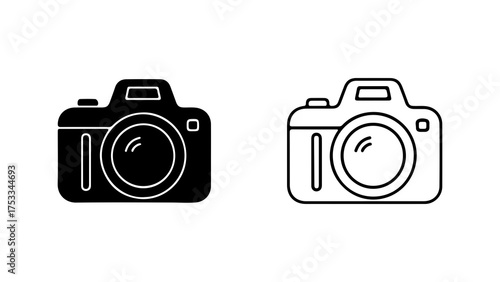 Camera icons with outline and solid fill with transparent background