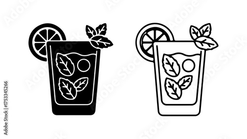 Lemon mint drink with transparent background