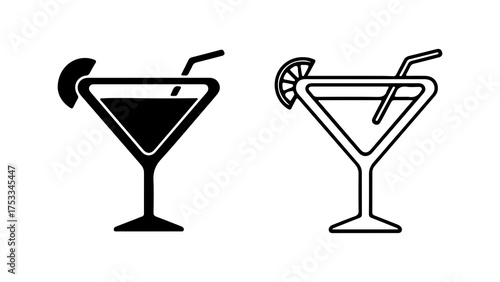 Martini glasses with garnish with transparent background