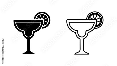 Cocktail glasses with orange slice with transparent background