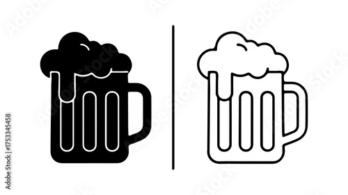 Beer mug with foam with transparent background