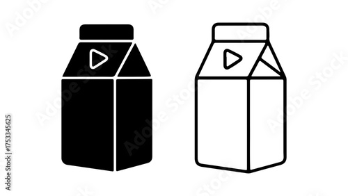 Milk carton icons with transparent background