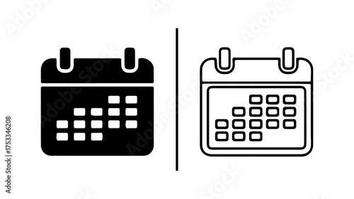 Calendar icons set with transparent background