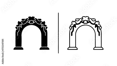 Wedding arch with floral decoration with transparent background