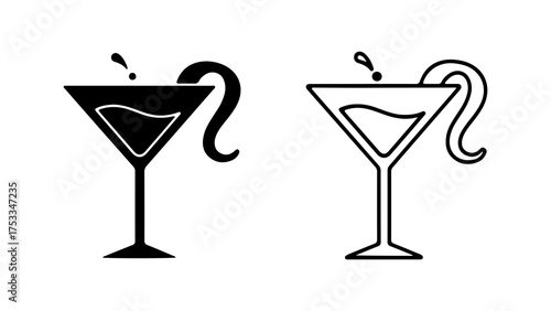 Martini glasses with garnish with transparent background