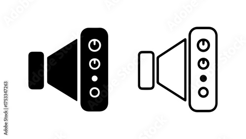 Speaker icons with volume controls with transparent background