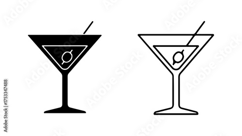 Martini glass outline with transparent background