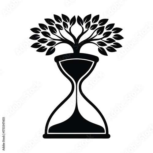 Sand Clock Tree of Life Silhouette Design