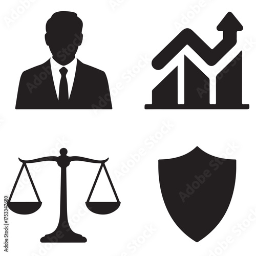 fainance logo Investment icon set. Containing investor, mutual fund, asset, risk management