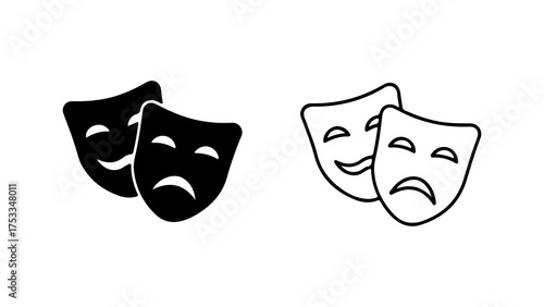 Comedy and tragedy masks with transparent background
