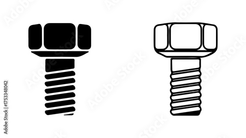Bolt and screw icons with transparent background