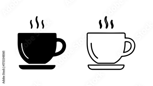 Hot beverage cups with steam with transparent background