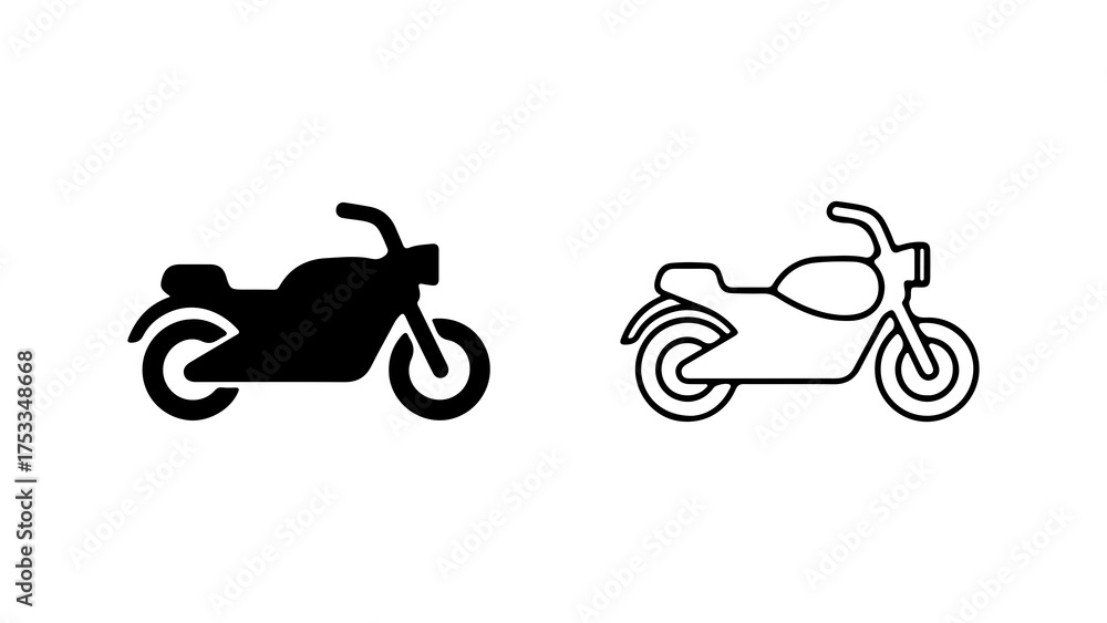 Fototapeta premium Motorcycle outline and silhouette with transparent background