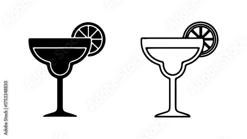 Cocktail glasses with orange slice with transparent background