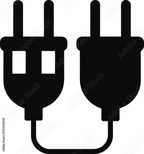 Double electrical power plug silhouette icon