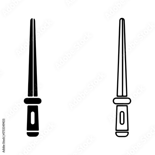 Rapier sword with outline and solid fill with transparent background