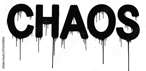 Dripping Black Chaos Text Effect on White Background, Ink Splatter Lettering