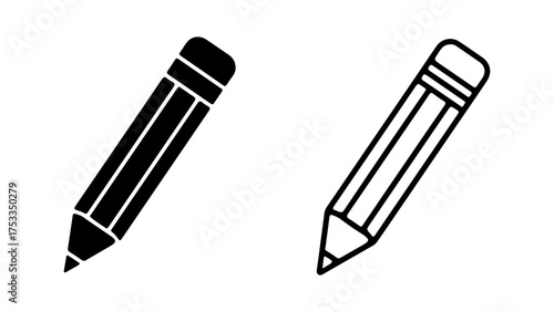 Pencils with outline and solid fill with transparent background