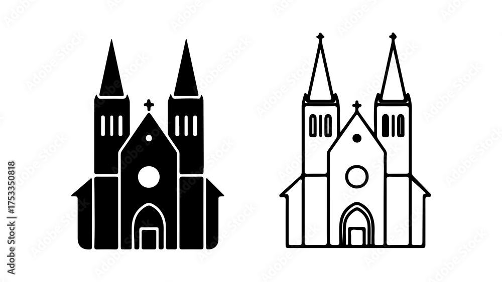 Obraz premium Church building icons with transparent background