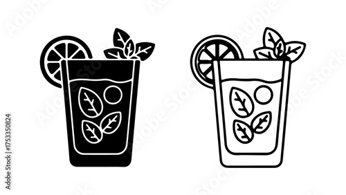 Lemon mint drink with transparent background