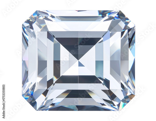  Brilliant Emerald-Cut Diamond Gemstone Macro Shot transparent background.
