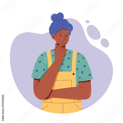 Thoughtful Person Contemplating Decision Making Problem Solving Vector Art