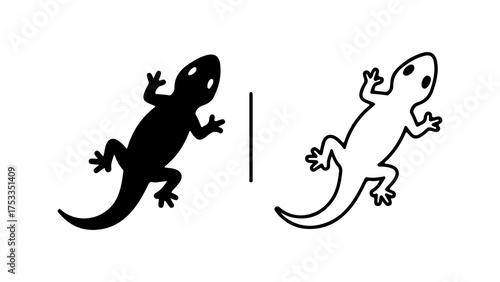 Lizard outline and silhouette with transparent background