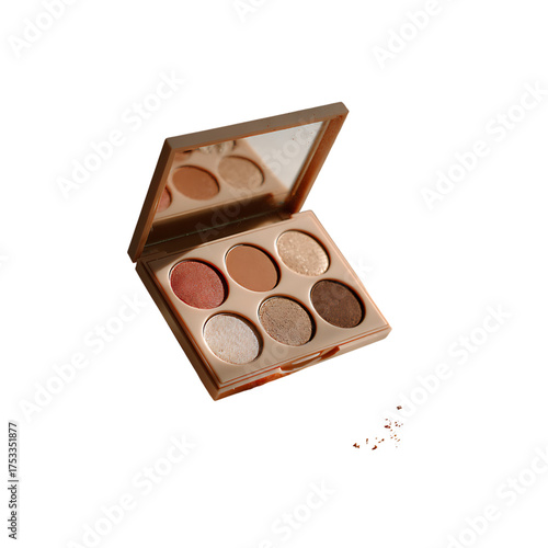 Glamorous earthy toned eyeshadow palette with mirror, ideal for creating stunning and sophisticated makeup looks for any occasion, perfect for beauty bloggers