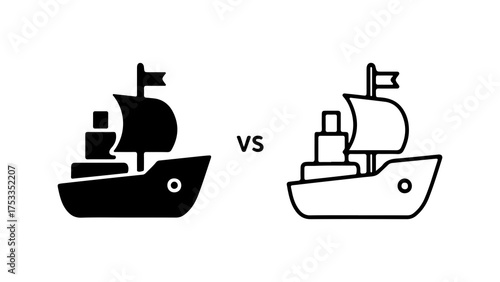 Sailing ships comparison with transparent background