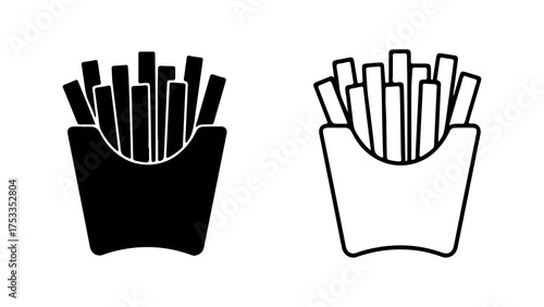 French fries in paper container with transparent background
