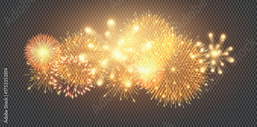 Vector Realistic Light Flares and Fireworks – Holiday Lights and Magic Effects on Transparent Background – Christmas Night Sky for Poster, Postcard, or Design- PNG format