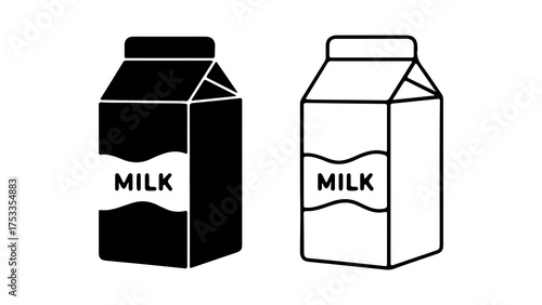 Milk carton icons with transparent background