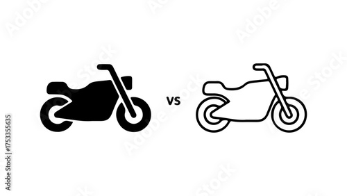 Motorcycle comparison outline and solid with transparent background