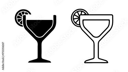Cocktail glasses with lime garnish with transparent background