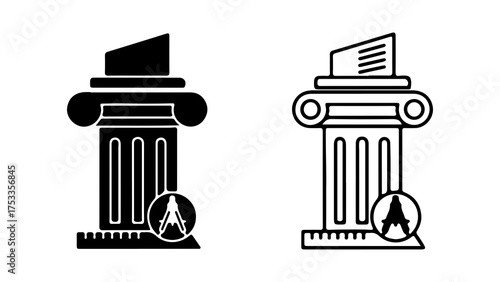 Law and justice column symbol with transparent background