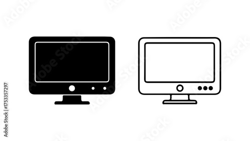 Computer monitors with outline and solid fill with transparent background