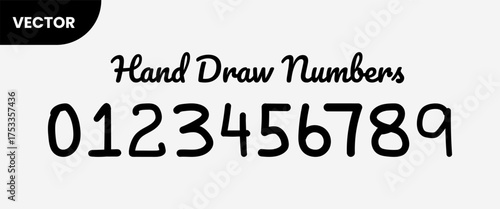 Hand drawn numbers 0 to 9 vector illustration doodle style digits from zero to nine