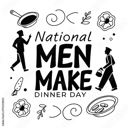 NATIONAL MEN MAKE DINNER DAY vector illustration