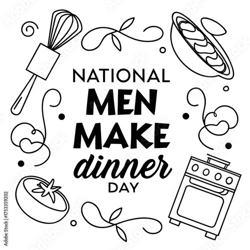 NATIONAL MEN MAKE DINNER DAY vector illustration