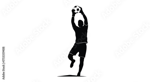 Dynamic Soccer Goalkeeper Catching Ball Silhouette Illustration